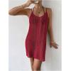 imageMakeMeChic Womens Swimsuit Crochet Swim Beach Cover Up Dress Hollow Out Sleeveless Knit Swim Dresses SwimwearRed