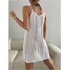 imageMakeMeChic Womens Swimsuit Crochet Swim Beach Cover Up Dress Hollow Out Sleeveless Knit Swim Dresses SwimwearWhite