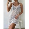 imageMakeMeChic Womens Swimsuit Crochet Swim Beach Cover Up Dress Hollow Out Sleeveless Knit Swim Dresses SwimwearWhite