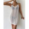 imageMakeMeChic Womens Swimsuit Crochet Swim Beach Cover Up Dress Hollow Out Sleeveless Knit Swim Dresses SwimwearWhite