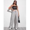 imageMakeMeChic Womens Wide Leg Sweatpants Drawstring High Waist Straight Leg Casual Loose Baggy Sweatpants PantsA Light Grey