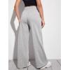 imageMakeMeChic Womens Wide Leg Sweatpants Drawstring High Waist Straight Leg Casual Loose Baggy Sweatpants PantsA Light Grey