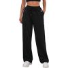 imageMakeMeChic Womens Wide Leg Sweatpants Drawstring High Waist Straight Leg Casual Loose Baggy Sweatpants PantsBlack
