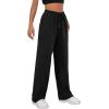imageMakeMeChic Womens Wide Leg Sweatpants Drawstring High Waist Straight Leg Casual Loose Baggy Sweatpants PantsBlack