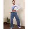 imageMakeMeChic Womens Wide Leg Sweatpants Drawstring High Waist Straight Leg Casual Loose Baggy Sweatpants PantsDusty Blue