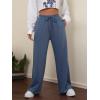 imageMakeMeChic Womens Wide Leg Sweatpants Drawstring High Waist Straight Leg Casual Loose Baggy Sweatpants PantsDusty Blue