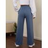 imageMakeMeChic Womens Wide Leg Sweatpants Drawstring High Waist Straight Leg Casual Loose Baggy Sweatpants PantsDusty Blue