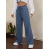 imageMakeMeChic Womens Wide Leg Sweatpants Drawstring High Waist Straight Leg Casual Loose Baggy Sweatpants PantsDusty Blue