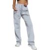 imageMakeMeChic Womens Wide Leg Sweatpants Drawstring High Waist Straight Leg Casual Loose Baggy Sweatpants PantsGrey Pocket