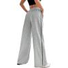 imageMakeMeChic Womens Wide Leg Sweatpants Drawstring High Waist Straight Leg Casual Loose Baggy Sweatpants PantsGrey and Black