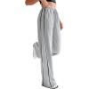 imageMakeMeChic Womens Wide Leg Sweatpants Drawstring High Waist Straight Leg Casual Loose Baggy Sweatpants PantsGrey and Black