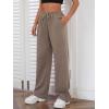 imageMakeMeChic Womens Wide Leg Sweatpants Drawstring High Waist Straight Leg Casual Loose Baggy Sweatpants PantsMocha Brown
