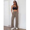 imageMakeMeChic Womens Wide Leg Sweatpants Drawstring High Waist Straight Leg Casual Loose Baggy Sweatpants PantsMocha Brown