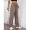 imageMakeMeChic Womens Wide Leg Sweatpants Drawstring High Waist Straight Leg Casual Loose Baggy Sweatpants PantsMocha Brown