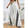 imageMakeMeChic Womens Wide Leg Sweatpants Drawstring High Waist Straight Leg Casual Loose Baggy Sweatpants PantsStriped Apricot