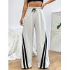 imageMakeMeChic Womens Wide Leg Sweatpants Drawstring High Waist Straight Leg Casual Loose Baggy Sweatpants PantsStriped Apricot