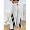 imageMakeMeChic Womens Wide Leg Sweatpants Drawstring High Waist Straight Leg Casual Loose Baggy Sweatpants PantsStriped Apricot