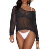 imageMakeMeChic Womens Bathing Suit Cover Ups Crochet Swim Beach Cover Up TopDark Grey