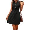 imageMakeMeChic Womens Casual Sleeveless Summer Dress Button Down Tie Waist A Line Short Tank DressBlack