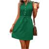 imageMakeMeChic Womens Casual Sleeveless Summer Dress Button Down Tie Waist A Line Short Tank DressGreen