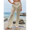 imageMakeMeChic Womens Cover Up Pants Drawstring Crochet Knitted Sheer Beach Cover Up Pants SwimwearApricot