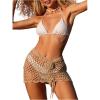 imageMakeMeChic Womens Crochet 3D Floral Cover Up Sheer Hollow Out Fringe Beach Skirt SwimwearKhaki