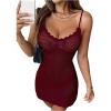 imageMakeMeChic Womens Hollow Out Crochet Dress Spaghetti Strap Knit Mini Dresses Swimsuit Cover UpBurgundy