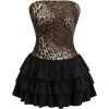 imageMakeMeChic Womens Leopard Print Strapless Short Tube Dress Ruffle Tiered A Line Mini DressesLeopard Multi