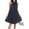 imageMakeMeChic Womens Polka Dots Halter Dress Tie Sleeveless Pleated A Line Flare Mini DressesLight Blue