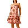 imageMakeMeChic Womens Printed Cami Dress Spaghetti Strap Tie Back Ruffle Hem Summer Mini DressesMulticolor