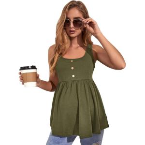 imageMakeMeChic Womens Maternity Tank Top Casual Solid Sleeveless Peplum TopArmy Green