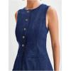 imageMakeMeChic Womens 2 Piece Outfit Button Round Neck Sleeveless Denim Blazer Vests and Shorts SetBlue