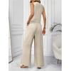 imageMakeMeChic Womens 2 Piece Outfit Sleeveless Button Down Vest Blazer and Wide Leg Pants Suit Matching SetApricot