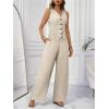 imageMakeMeChic Womens 2 Piece Outfit Sleeveless Button Down Vest Blazer and Wide Leg Pants Suit Matching SetApricot