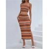 imageMakeMeChic Womens 2 Piece Outfits Boho Summer Geo Print Halter Crop Top and Split Thigh Midi Skirt SetMulticolor