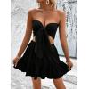 imageMakeMeChic Womens 2 Piece Outfits Knot Front Strapless Bandeau Tube Top High Waist A Line Skirt SetBlack
