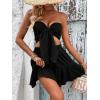 imageMakeMeChic Womens 2 Piece Outfits Knot Front Strapless Bandeau Tube Top High Waist A Line Skirt SetBlack