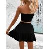 imageMakeMeChic Womens 2 Piece Outfits Knot Front Strapless Bandeau Tube Top High Waist A Line Skirt SetBlack