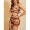 imageMakeMeChic Womens 2 Piece Outfits Tribal Print Knot Front Bandeau Crop Top and Shorts Boho SetMulticolor