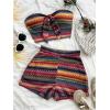 imageMakeMeChic Womens 2 Piece Outfits Tribal Print Knot Front Bandeau Crop Top and Shorts Boho SetMulticolorb