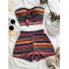 imageMakeMeChic Womens 2 Piece Outfits Tribal Print Knot Front Bandeau Crop Top and Shorts Boho SetMulticolorb