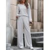 imageMakeMeChic Womens Casual 2 Piece Outfits Long Sleeve Pullover Sweatshirt Top and Wide Leg Pants SetLight Grey