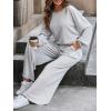 imageMakeMeChic Womens Casual 2 Piece Outfits Long Sleeve Pullover Sweatshirt Top and Wide Leg Pants SetLight Grey