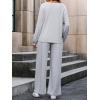 imageMakeMeChic Womens Casual 2 Piece Outfits Long Sleeve Pullover Sweatshirt Top and Wide Leg Pants SetLight Grey