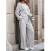 imageMakeMeChic Womens Casual 2 Piece Outfits Long Sleeve Pullover Sweatshirt Top and Wide Leg Pants SetLight Grey