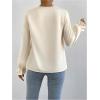 imageMakeMeChic Womens Casual Cowl Neck Draped Ruffle Trim Lantern Long Sleeve Satin Blouse Shirt TopsApricot