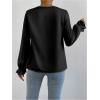 imageMakeMeChic Womens Casual Cowl Neck Draped Ruffle Trim Lantern Long Sleeve Satin Blouse Shirt TopsBlack