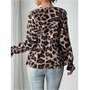 imageMakeMeChic Womens Casual Cowl Neck Draped Ruffle Trim Lantern Long Sleeve Satin Blouse Shirt TopsBrown