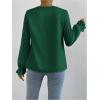 imageMakeMeChic Womens Casual Cowl Neck Draped Ruffle Trim Lantern Long Sleeve Satin Blouse Shirt TopsGreen