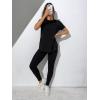 imageMakeMeChic Womens Casual Solid 2 Piece Short Sleeve Split Hem Tee Tops and Skinny Pants Leggings SetBlack